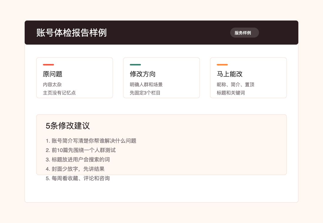 小红书账号体检/诊断样例